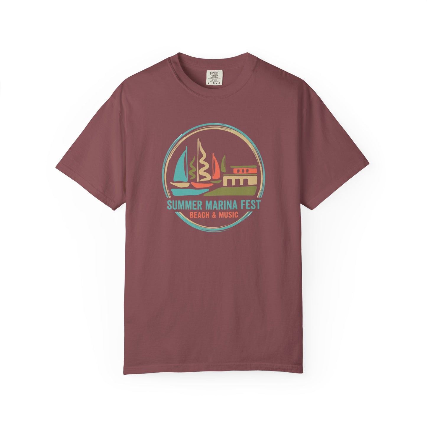 Summer Marina Festival Beach Tee - Summer Marina & Music Graphic T-Shirt