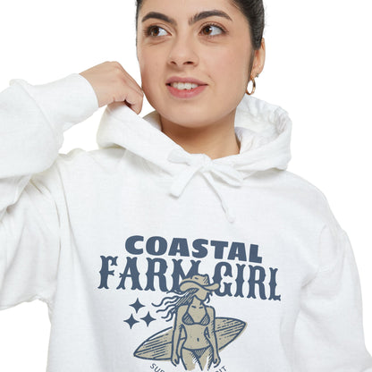 Coastal Farm Girl Hoodie, Casual Beachwear, Comfortable Unisex Hoodie, Perfect Gift for Surf Lovers, Ideal for Fall & Winter