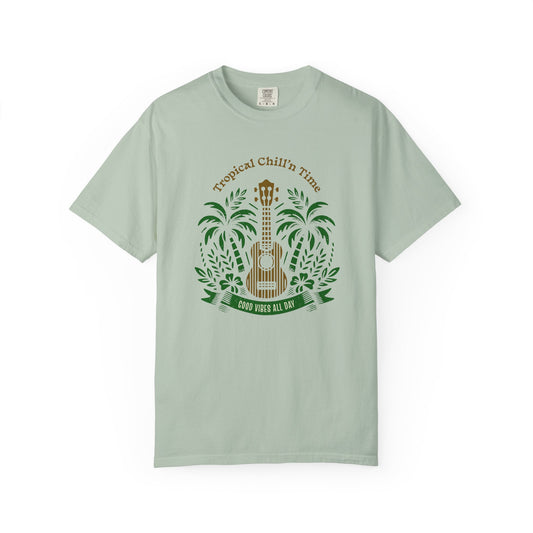 Tropical Chill T-Shirt, Summer Vibes Tee, Music Lover Gift, Beach T-Shirt, Relaxation Shirt, Unisex Tee for Vacations