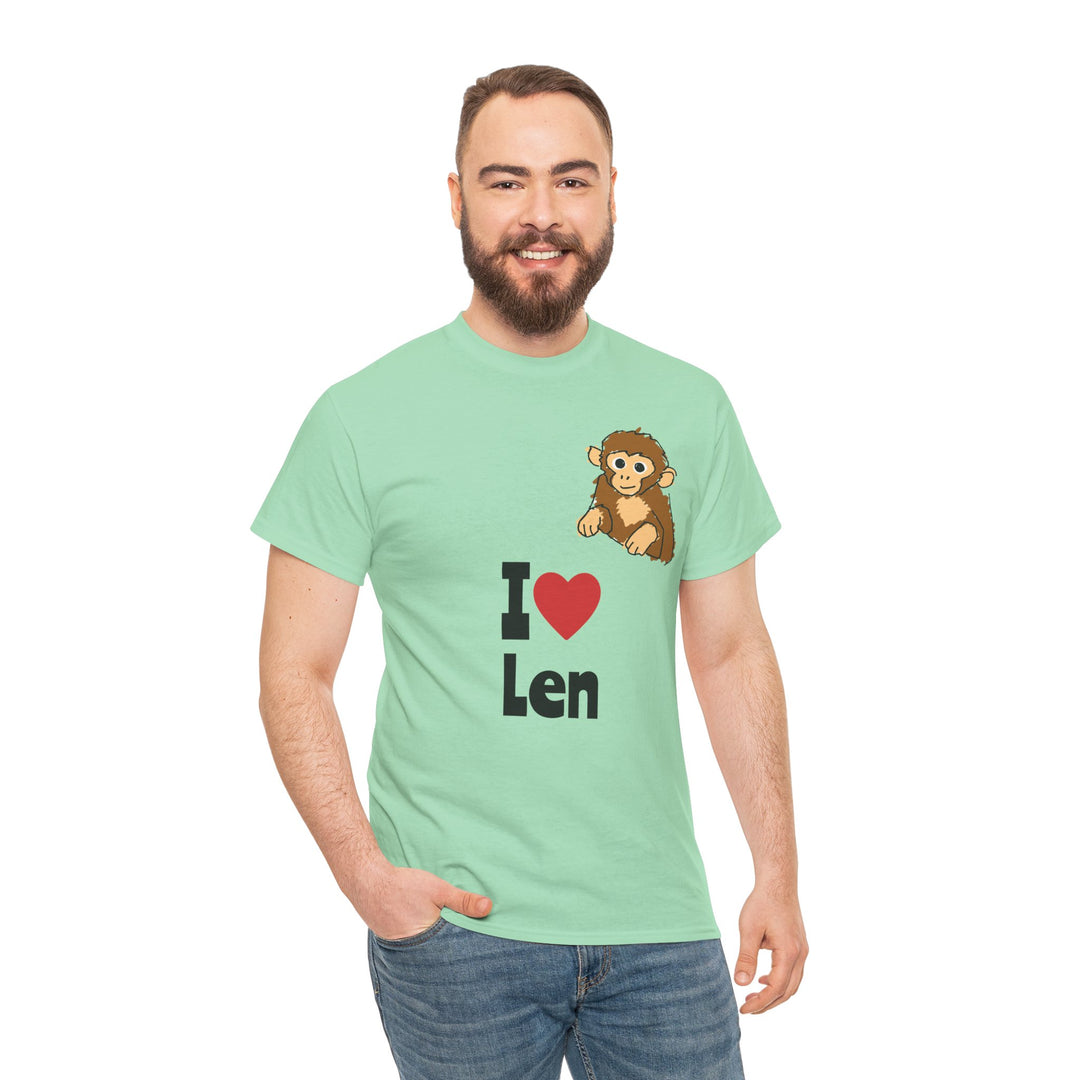 I  heart Len T-Shirt — Cute Monkey Graphic Tee for Fans &amp; Gifts