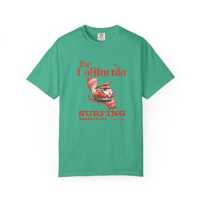 California Surf Camp Unisex T-Shirt, Summer Vibes Tee, Beach Lovers Gift, Men's and Women's Casual Wear, Retro Surfing Apparel
