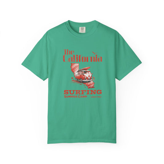 California Surf Camp Unisex T-Shirt, Summer Vibes Tee, Beach Lovers Gift, Men's and Women's Casual Wear, Retro Surfing Apparel