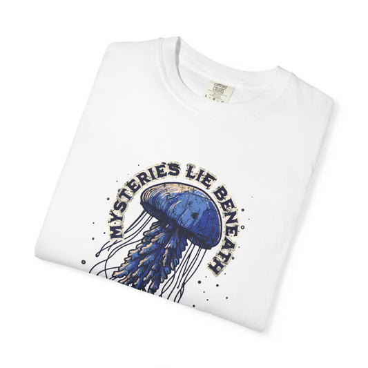 Mystical Jellyfish Exploration Tee | Unisex Garment-Dyed T-shirt for Adventurers, Beach Lovers, Gifts, Casual Wear, Summer Vibes