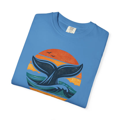 Whale Tail Sunset Graphic T-Shirt - Retro Vintage Style Summer Tee