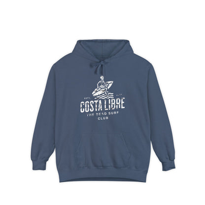 Costa Libre  Surf Club Hoodie, Unisex Garment-Dyed Sweatshirt, Casual Beachwear, Gift for Surfers, Relaxed Fit Hoodie