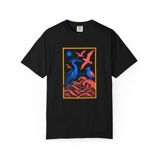 Vibrant Nature Garment-Dyed T-Shirt, Stylish Unisex Tee, Graphic Print Shirt, Casual Wear, Eco-Friendly Fashion