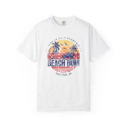 Beach Bum Graphic T-Shirt, Retro Summer Vibes Apparel, Perfect for Vacations, Gifts for Beach Lovers, Casual Wear