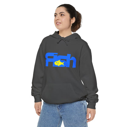Fish Design Unisex Hoodie, Casual Streetwear, Gift for Fish Lovers, Relaxed Fit, Eco-Friendly Style, Summer Beach Vibe