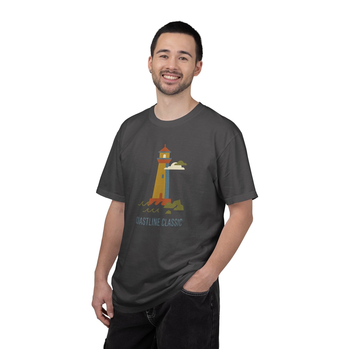 Lighthouse Coastline Summer Classic T-Shirt - Graphic Atlantic Coast Art Tee