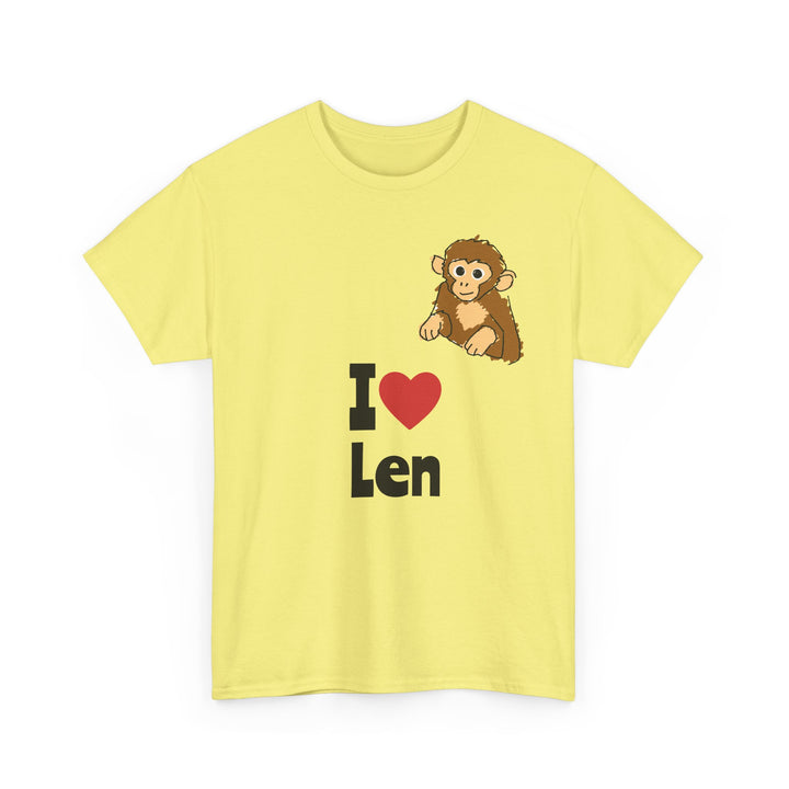 I  heart Len T-Shirt — Cute Monkey Graphic Tee for Fans &amp; Gifts