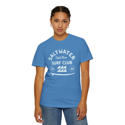 Surf Club Unisex T-Shirt, Eco-Friendly Tee, Beachwear, Casual Summer Apparel, Gift for Surfers, Coastal Vibe
