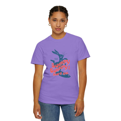 Playful Bunny Surfer Unisex Vintage T-shirt for Surf Lovers, Graphic Tee, Beachwear, Summer Vacay, Unique Gift for Her Or Him