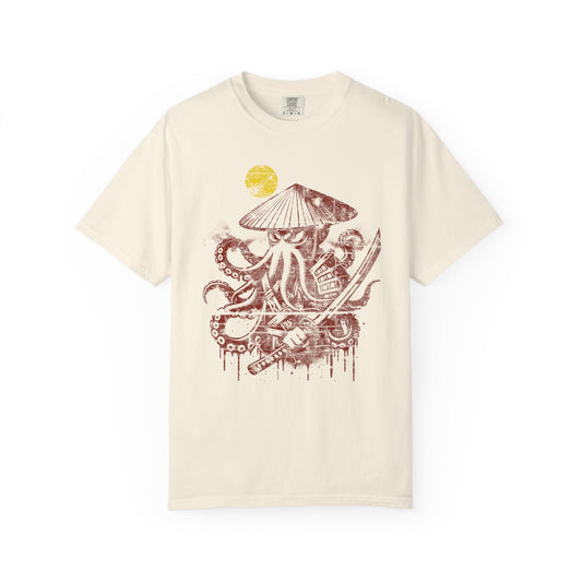 Faded Octopus Samurai T-shirt, Vintage Graphic Tee, Unisex Tee, Distressed Octopus Shirt, Unique Gift
