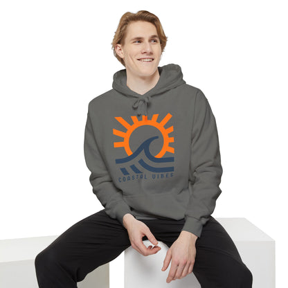 Coastal Vibes Hoodie - Unisex Garment-Dyed Sweatshirt, Beachwear, Summer Style, Casual Wear, Gift for Ocean Lovers