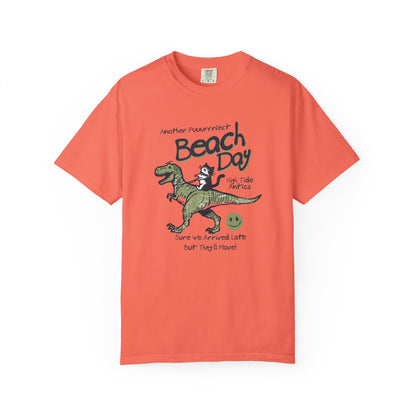 Beach Day Dino T-Shirt | Fun Unisex Tee for Summer, Gift for Kids & Adults, Beach Lovers, Vacation Style, Cute Animal Print