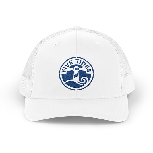 Five Tides Blue Lighthouse Trucker Hat - Nautical Summer Beach Trend Snapback Hat
