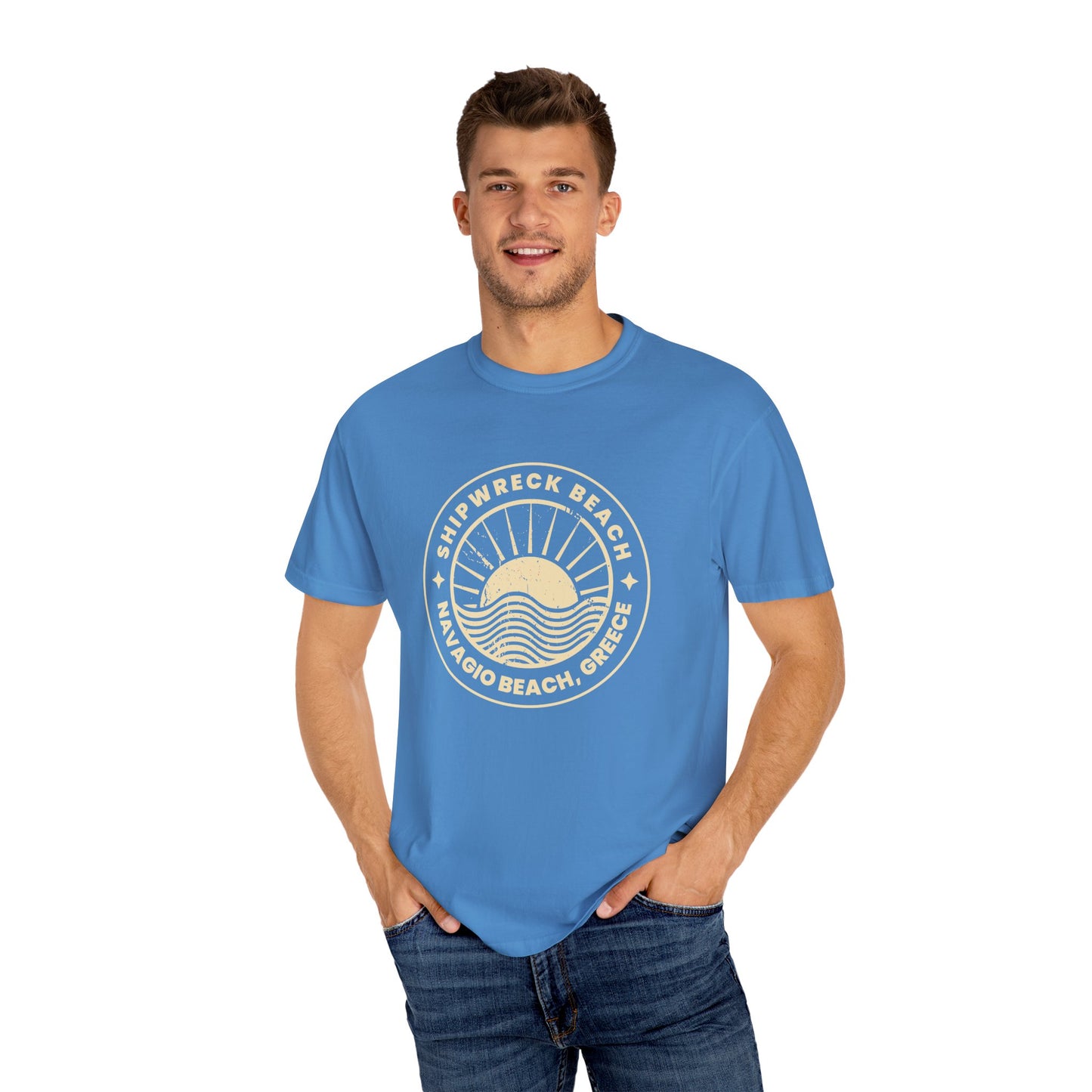 Shipwrecked Garment-Dyed T-Shirt with Retro Beach Design, Casual Beachwear, Gift for Travelers, Summer Vibes, Easygoing Style