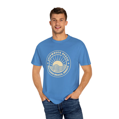 Shipwrecked Garment-Dyed T-Shirt with Retro Beach Design, Casual Beachwear, Gift for Travelers, Summer Vibes, Easygoing Style