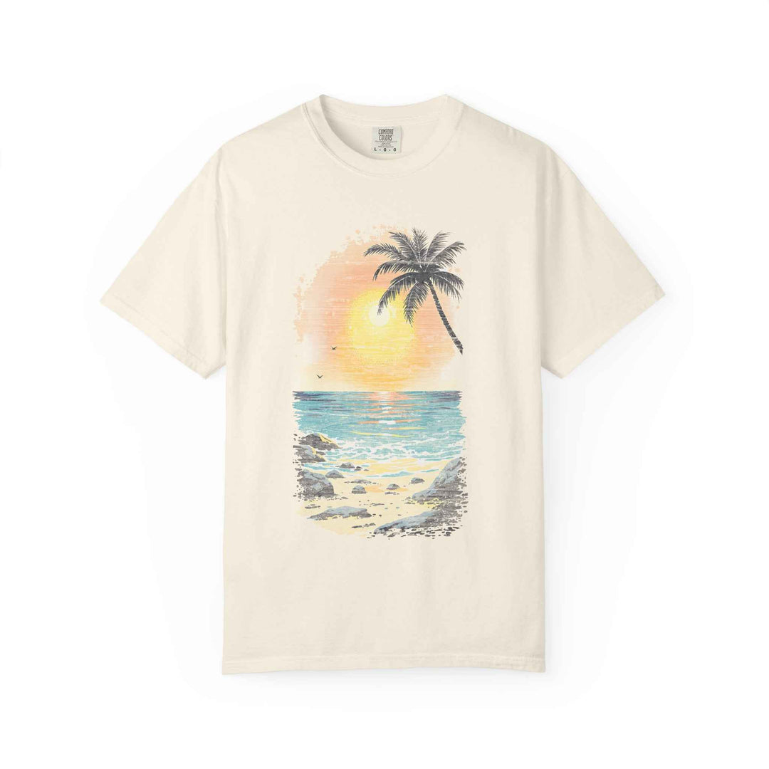 Sun Faded Beach Sunset T-Shirt, 100% Ring-Spun Garment-Dyed Cotton