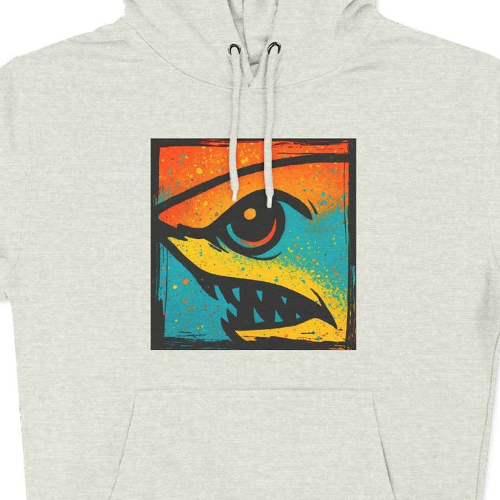 Shark Eye Illustrated Graphic Hoodie — Retro Sumer Surf Fleece Pullover