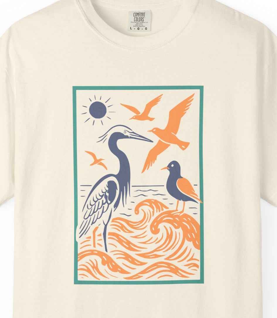 Serene Coastal Nature Scene, Garment-Dyed Unisex T-Shirt