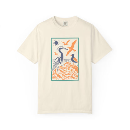 Serene Nature Graphic Tee | Casual Summer T-Shirt, Beachwear, Bird Lover Gift, Eco-Friendly Apparel, Nature Lover Top