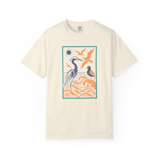 Serene Nature Graphic Tee | Casual Summer T-Shirt, Beachwear, Bird Lover Gift, Eco-Friendly Apparel, Nature Lover Top