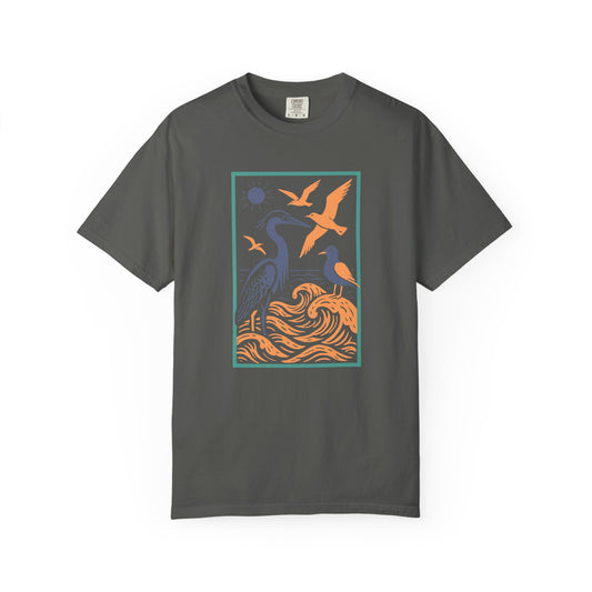Serene Nature Graphic Tee | Casual Summer T-Shirt, Beachwear, Bird Lover Gift, Eco-Friendly Apparel, Nature Lover Top