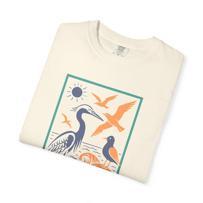 Serene Nature Graphic Tee | Casual Summer T-Shirt, Beachwear, Bird Lover Gift, Eco-Friendly Apparel, Nature Lover Top