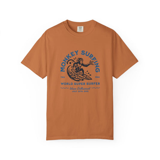 Surfing Monkey Unisex T-Shirt, Fun Summer Tee, Eco-Friendly Gift, Beach Vibes, Adventure Shirt, Casual Everyday Wear
