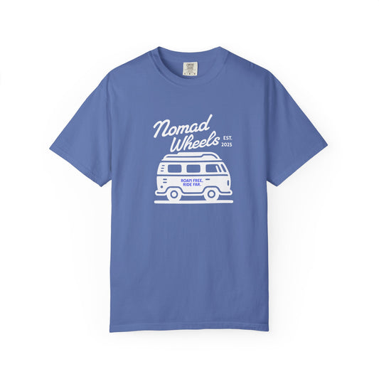Nomad Wheels Unisex T-shirt - Vintage Travel Vibe, Perfect for Adventure Lovers, Beach Days, Road Trip Essentials, Gift Idea