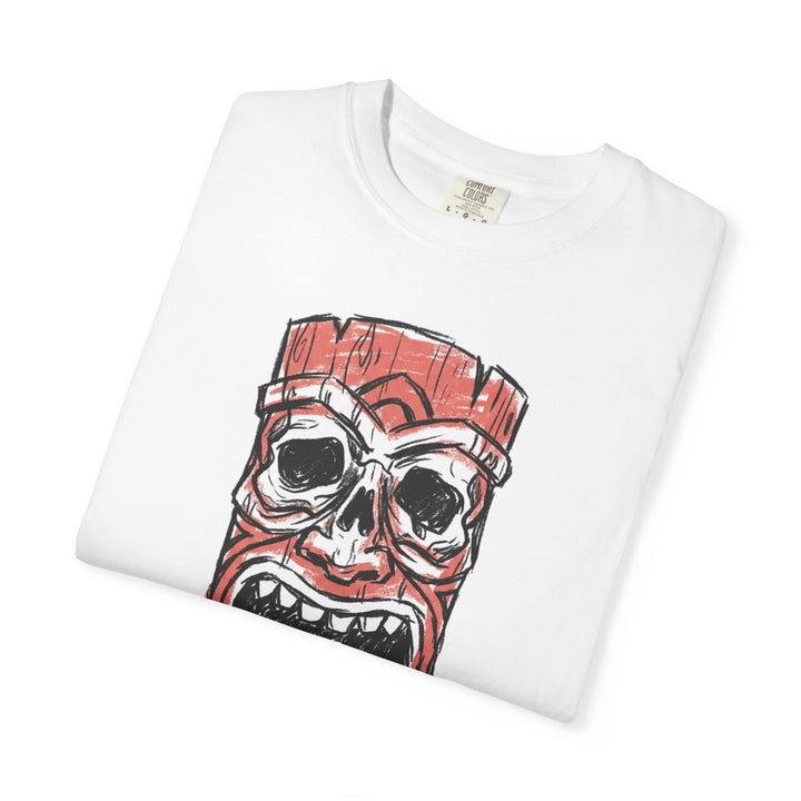Red Tiki Skull Graphic T-Shirt | FIVE TIDES Surf &amp; Beach Vibe Tee