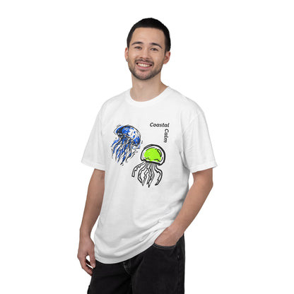 Coastal Calm Jellyfish Graphic T-Shirt, Summer Beach Fashion Cotton Tee
