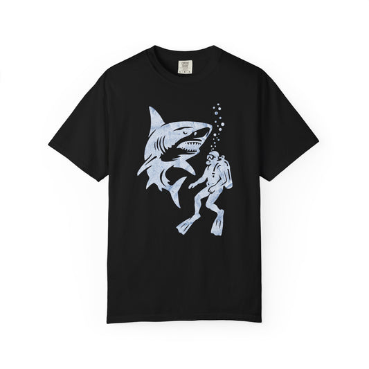 Shark Encounter Unisex T-Shirt | Cool Graphic Tee, Ocean Lover Gift, Beachwear, Summer Fashion, Scuba Diving Apparel