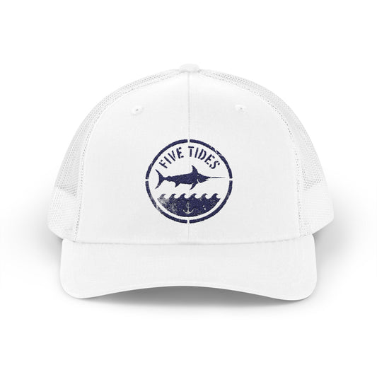 Five Tides Custom Embroidered Trucker Cap - Vintage Swordfish Logo Mesh Snapback Hat