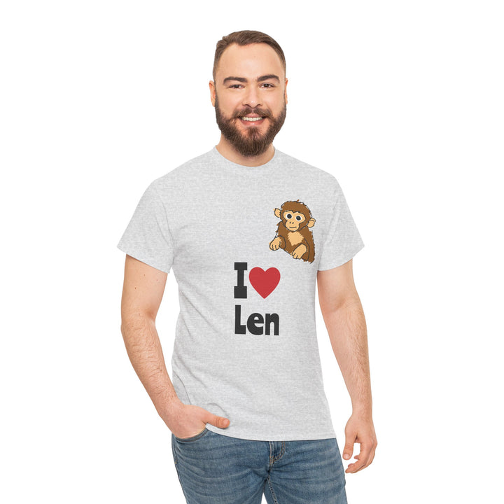 I  heart Len T-Shirt — Cute Monkey Graphic Tee for Fans &amp; Gifts