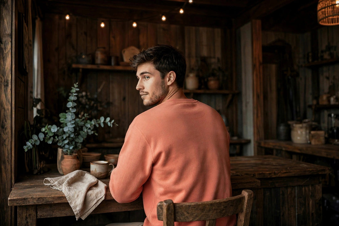Hilton Head Sweatshirt — in the Five Tides room, male back