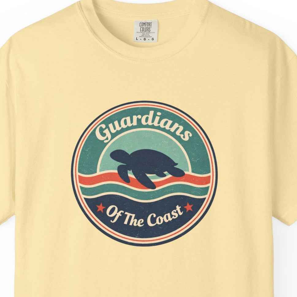 Sea Turtle 'Guardians of the Coast' Graphic T-Shirt, Vintage Retro Fashion Summer Tee