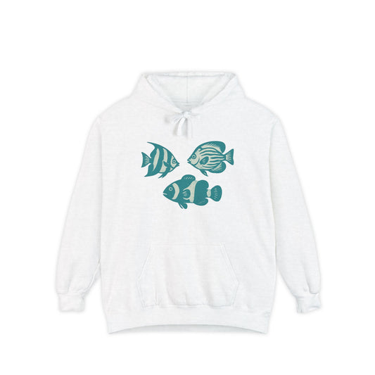 Marine Life Garment-Dyed Hoodie | Ocean-Inspired Unisex Sweatshirt | Perfect for Beach Lovers, Casual Wear, Travel, Gift Ideas, Summer Fun