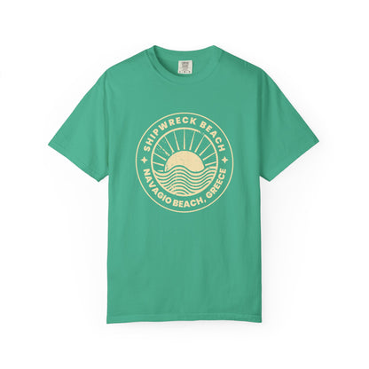 Shipwrecked Garment-Dyed T-Shirt with Retro Beach Design, Casual Beachwear, Gift for Travelers, Summer Vibes, Easygoing Style