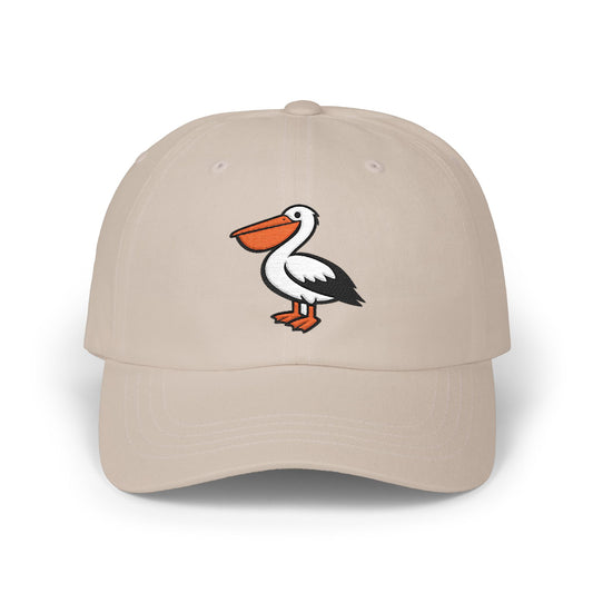Pelican Beach Summer Dad Cap — Embroidered Coastal Bird Baseball Hat