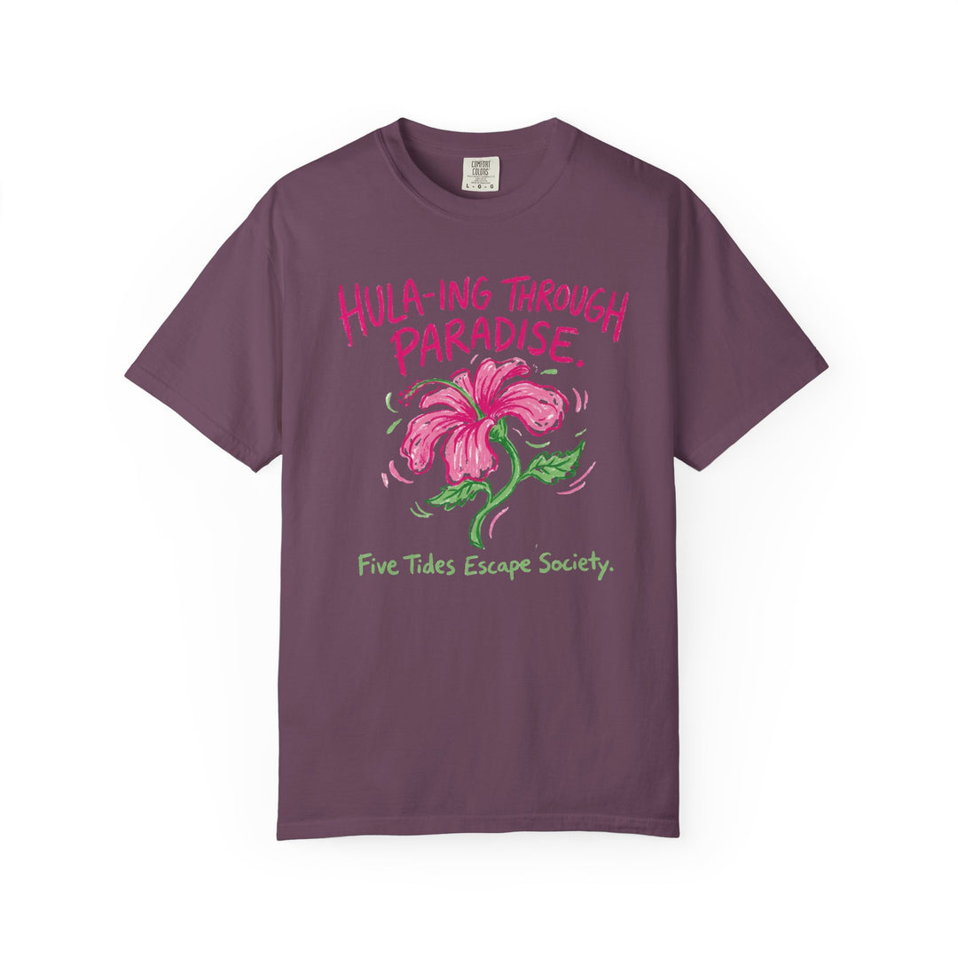 Hula-ing Through Paradise Floral Graphic T-Shirt | Tropical Vacation Tee