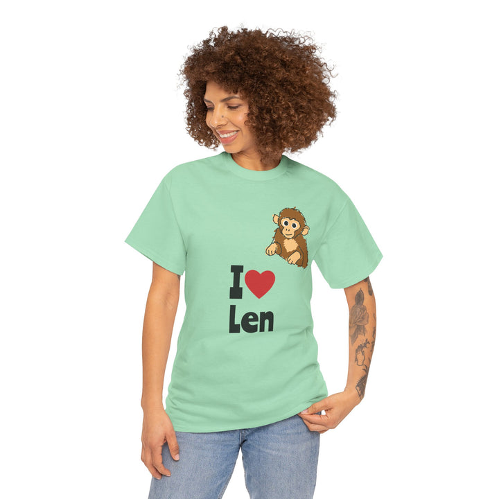 I  heart Len T-Shirt — Cute Monkey Graphic Tee for Fans &amp; Gifts