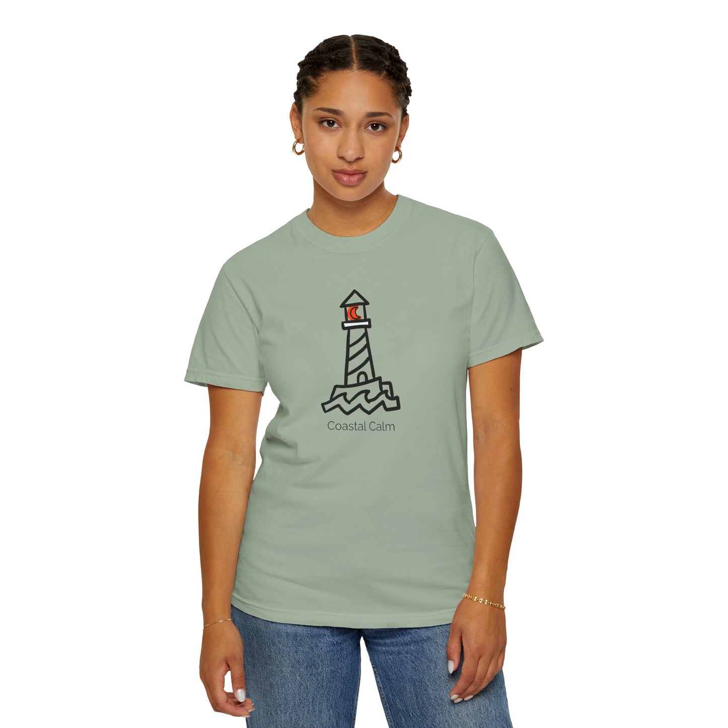 Lighthouse "Coastal Calm" Graphic T-Shirt, Summer Fashion Beach Tee