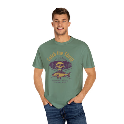 Catch the Thrill T-Shirt, Mens Fishing Tee, Skull Design Shirt, Outdoor Adventure Apparel, Gift for Anglers
