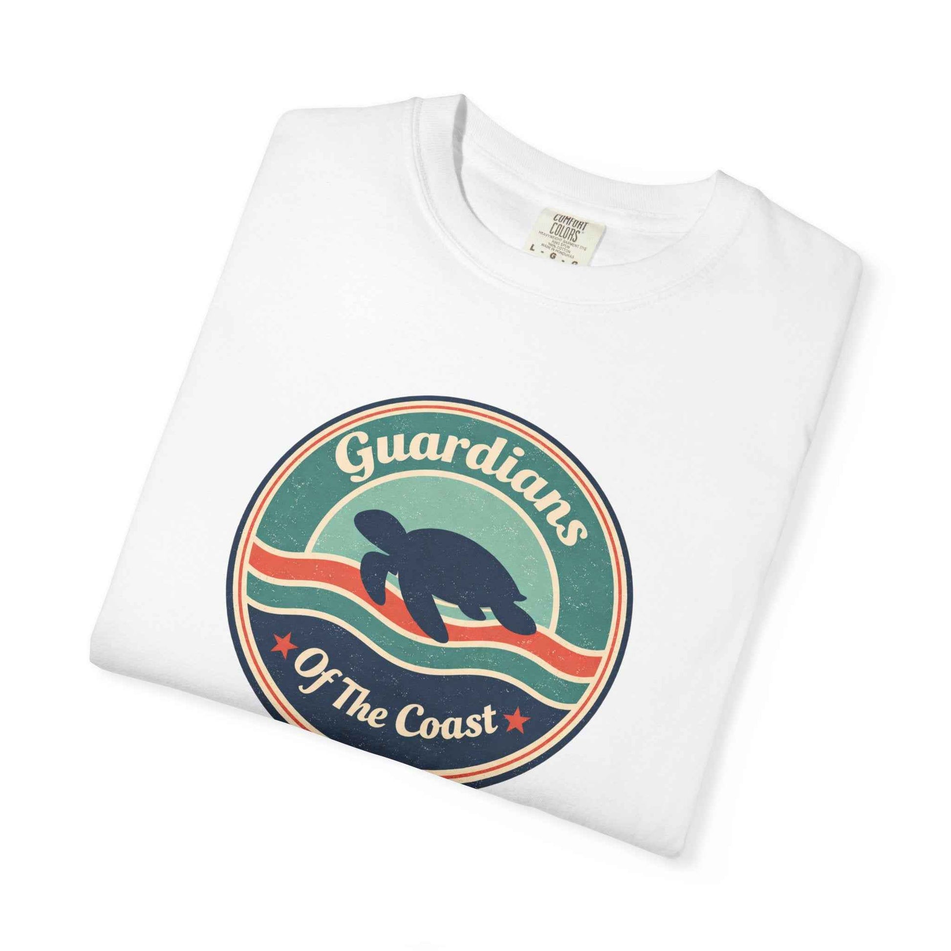 Sea Turtle 'Guardians of the Coast' Graphic T-Shirt, Vintage Retro Fashion Summer Tee