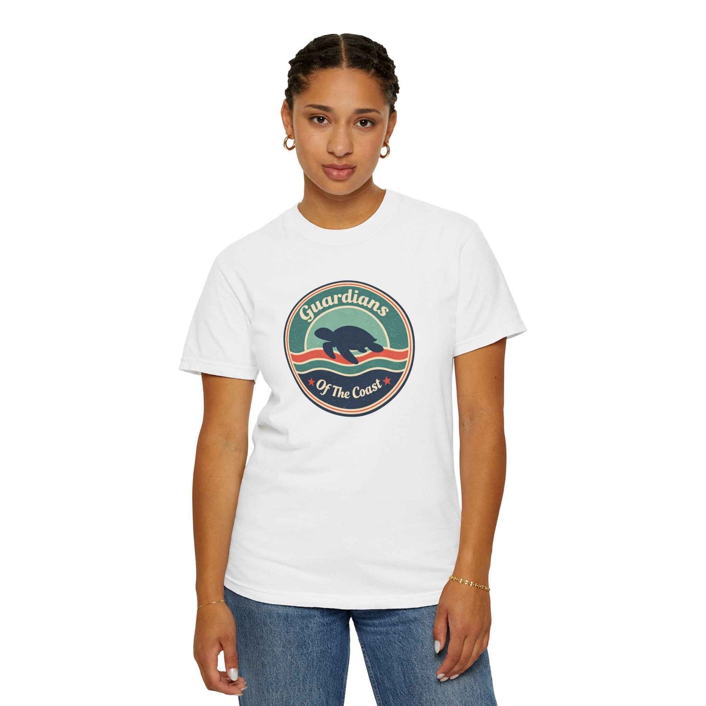 Sea Turtle 'Guardians of the Coast' Graphic T-Shirt, Vintage Retro Fashion Summer Tee