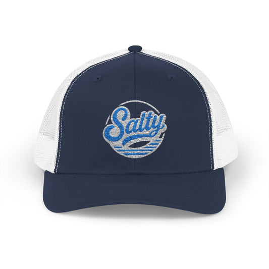 Salty Wave Snapback Trucker Cap — Beachy Retro Embroidered Beach Hat