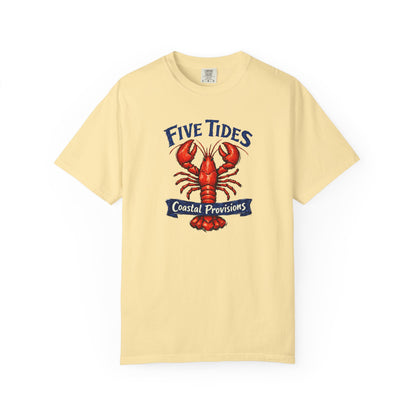 Lobster Coastal Provisions T-Shirt - Five Tides Seafood Graphic Cotton Tee