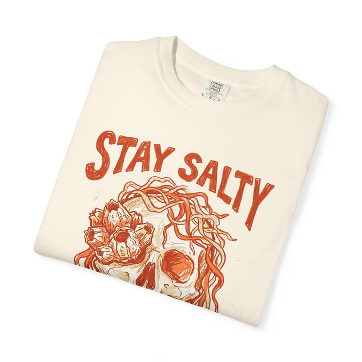 Stay Salty Skull Graphic Tee — Coastal Garment-Dyed T-Shirt